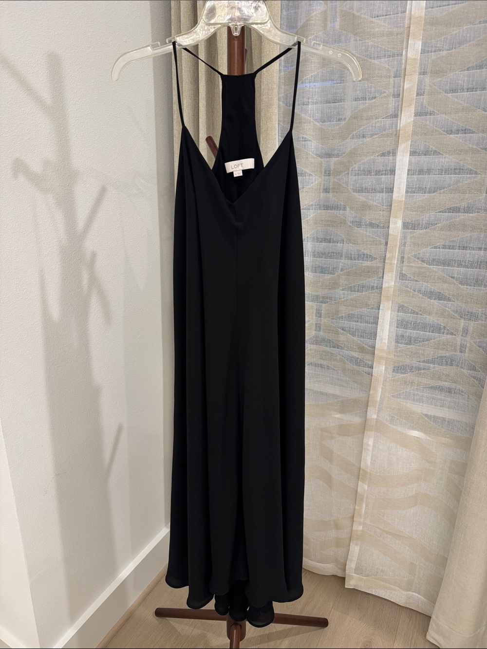 LOFT Black Maxi Slip Dress with Racerback Detail